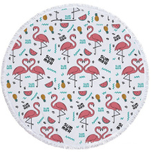 Quick Drying Flamingo Colored Printed Circular Beach Towel